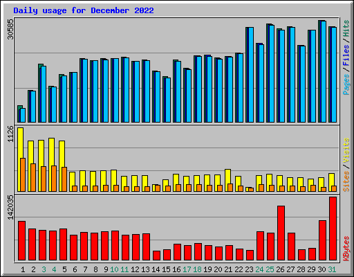Daily usage for December 2022